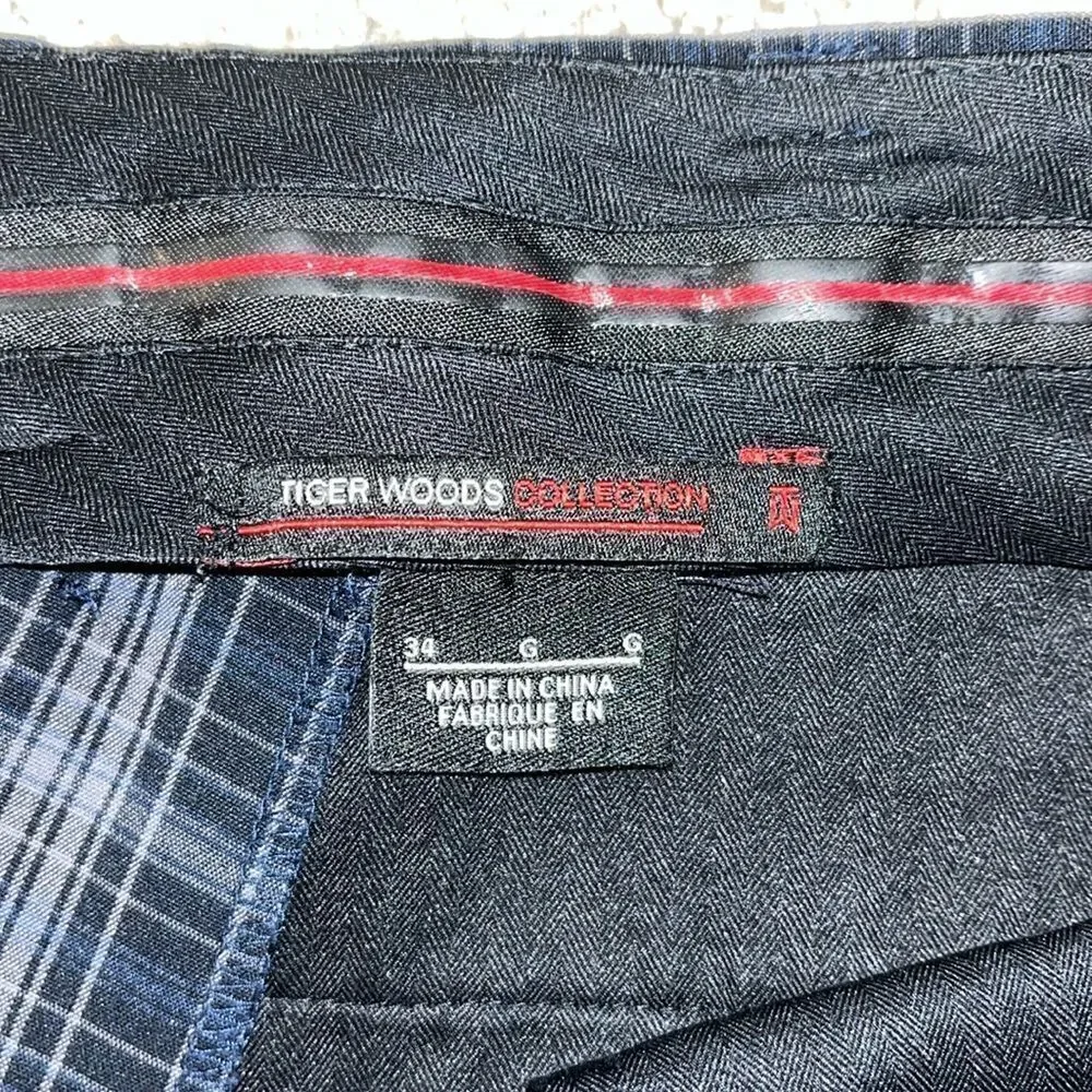 Nike Tiger Woods Metal Tab TW flat front style plaid check Golf shorts 34 men’s